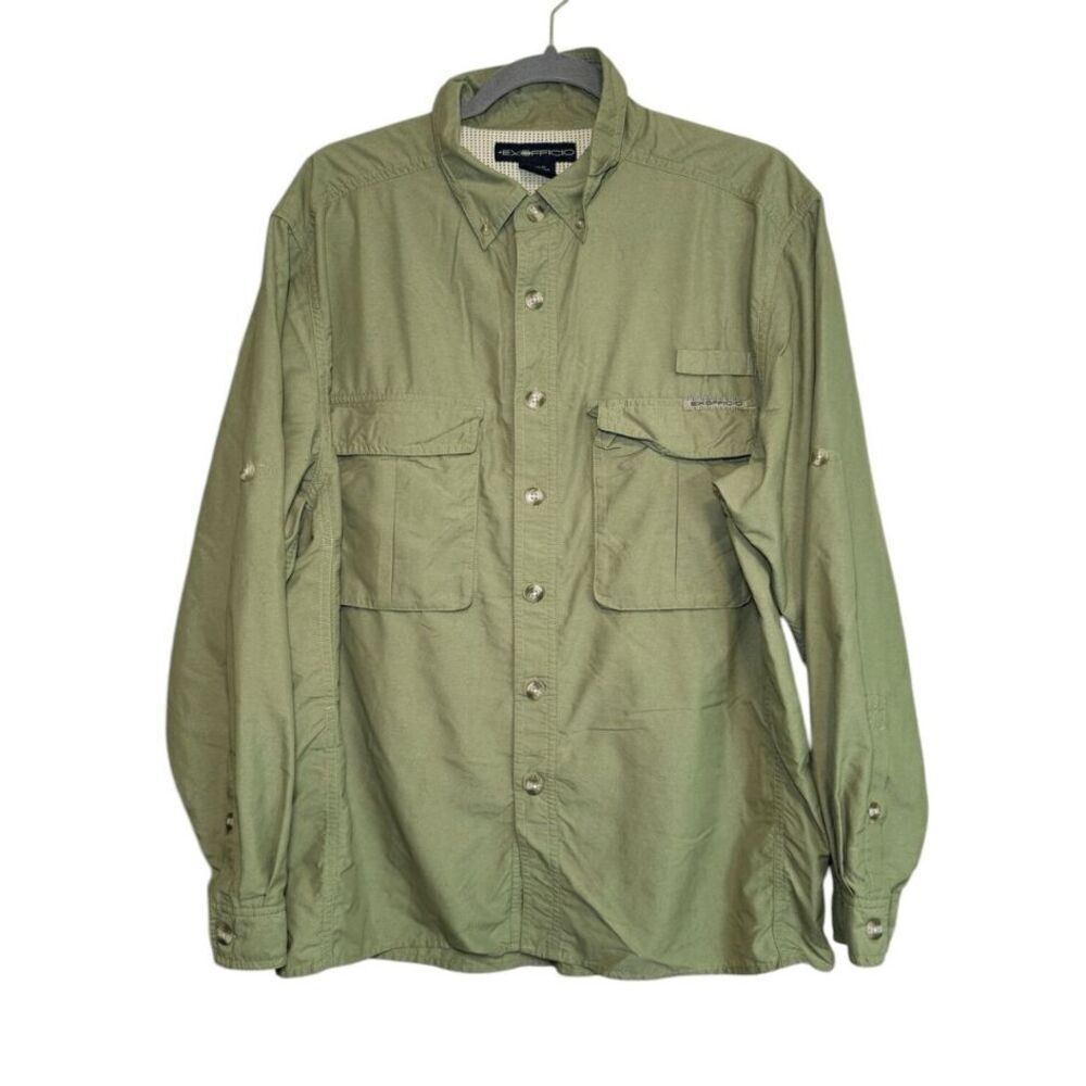 NWOT Exofficio BugsAway Army Green Long-Sleeve Button Up UPF 50 Shirt Men's 2XL